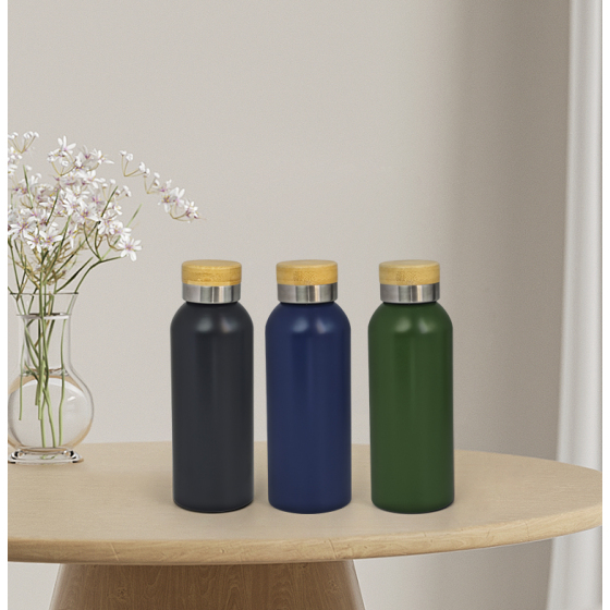 500ML stainless steel double wall bottle with bamboo lid