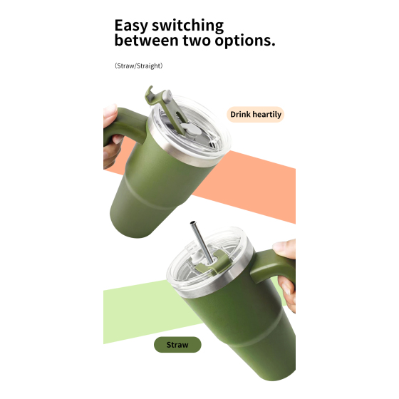 600ML double wall stainless steel tumbler with handle
