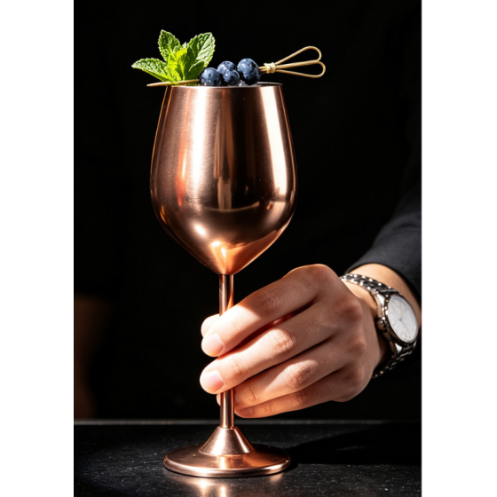 European style light luxury stainless steel high footed glass, wine glass, large capacity, drop resistant bar, champagne glass, dessert ice cream glass