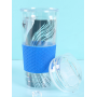 900ML Double Wall Plastic Straw Promotional Cup With silicone cover