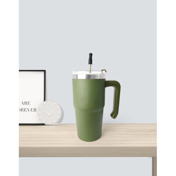 20oz double wall stainless steel vacuum tumbler with handle and straw