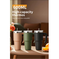 600ML double wall stainless steel tumbler with handle