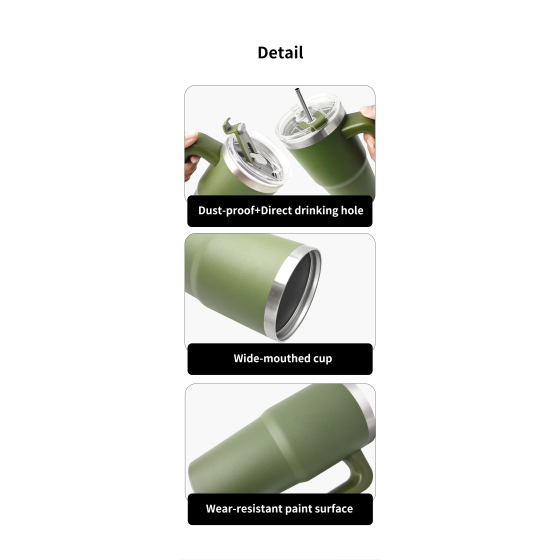 600ML double wall stainless steel tumbler with handle