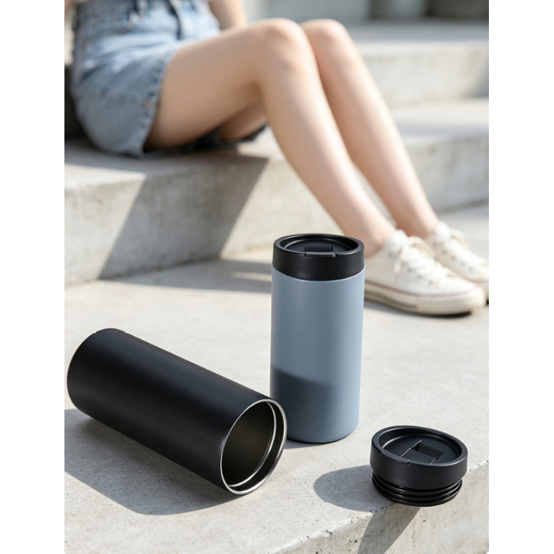 250ML/400ML  DOUBLE WALL STAINLESS STEELVACUUM TUMBLER WITH F LI PCOVER