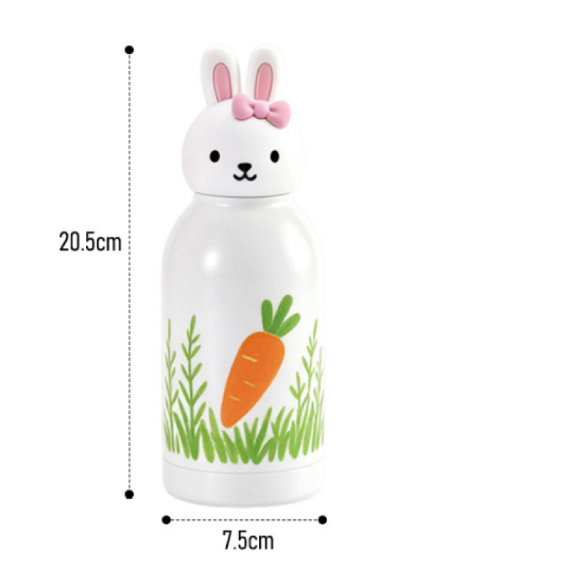 350ML 3D Animal Head Thermos Stainless Steel Vacuum Flask,Kids Insulated Water Bottle for Gift