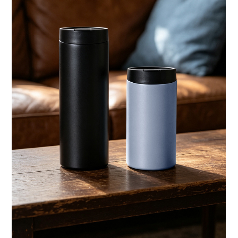 250ML/400ML  DOUBLE WALL STAINLESS STEELVACUUM TUMBLER WITH F LI PCOVER