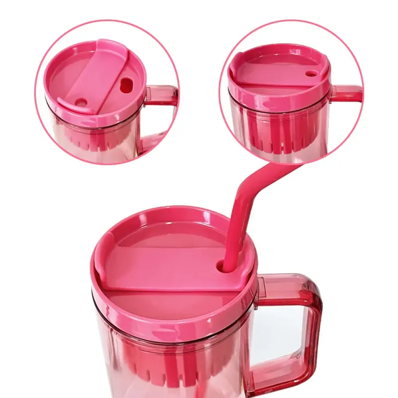Factory Directly Customized 40oz Plastic Water Bottle BPA Free Car Cup with Handle and Straw Coffee Beer Mug Daily Use