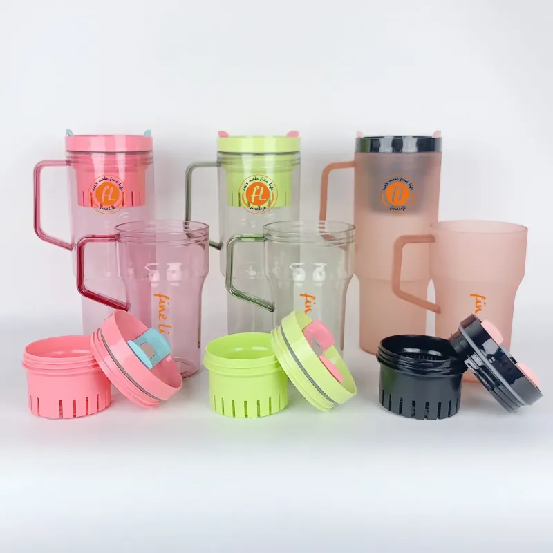 New 600ml 1200ml Trek Tumbler  40oz Plastic Tumbler With Handle And Straw BPA free Cold Cups