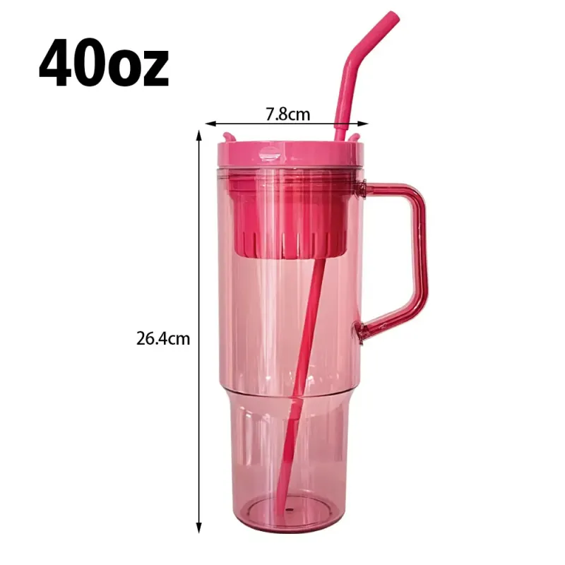 Factory Directly Customized 40oz Plastic Water Bottle BPA Free Car Cup with Handle and Straw Coffee Beer Mug Daily Use