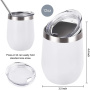 Vacuum Metal Egg Tumbler Mug Custom Coating 304 Stainless Steel Insulated Tumbler Wine Cup with Straw 12oz wine tumbler with lid