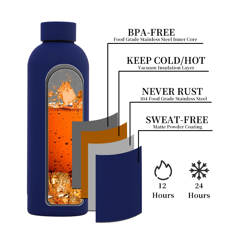 Wholesale Custom Logo Double Wall Vacuum Flask 500ml 750ml Standard Mouth Insulated Drink Sport Stainless Steel Water Bottle