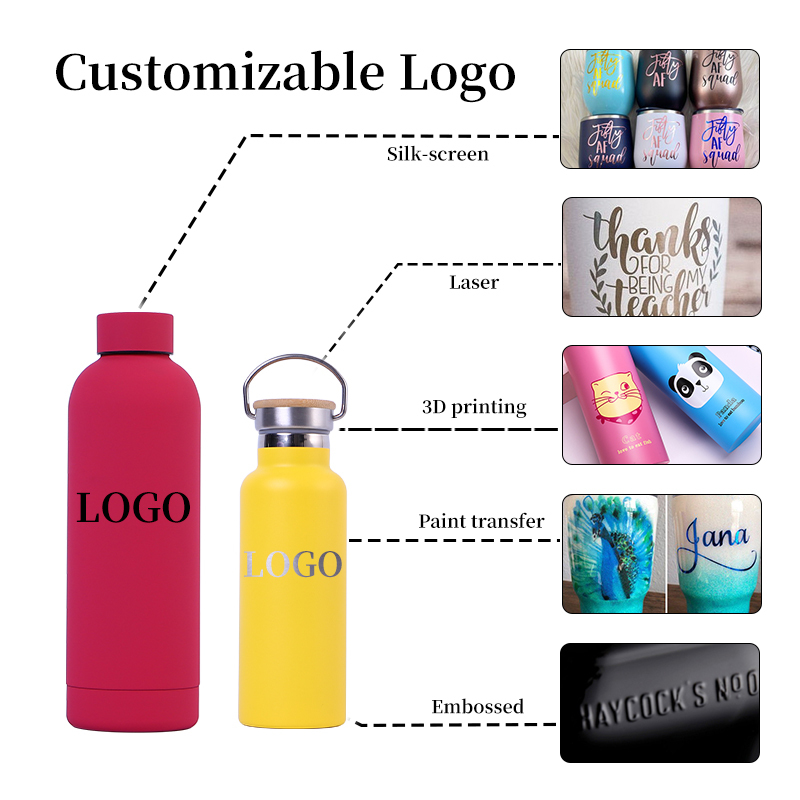 Wholesale Custom Logo Double Wall Vacuum Flask 500ml 750ml Standard Mouth Insulated Drink Sport Stainless Steel Water Bottle