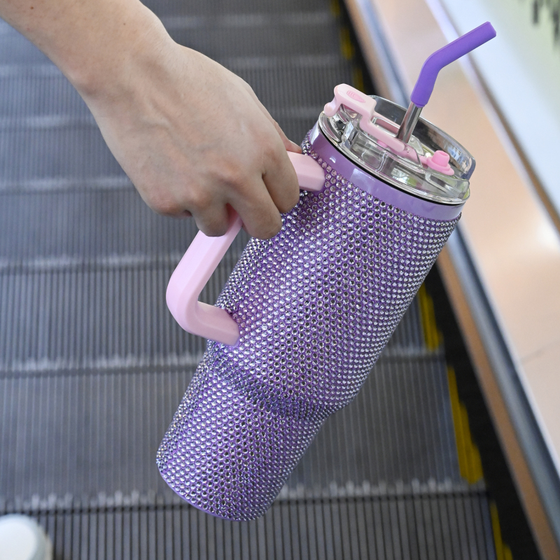 New design Different style 40oz Diamond Cup Car mounted large-capacity stainless steel thermos cup tumbler Sticker Drill Car Cup