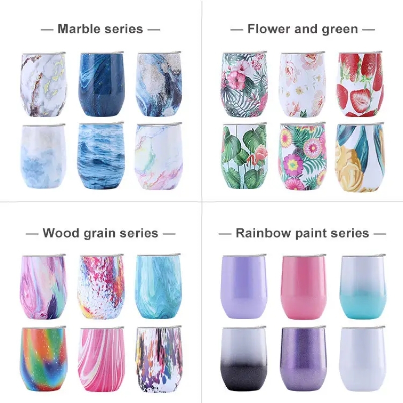 12oz Double Wall Insulated Tumbler Cup Egg Shape Stainless Steel Cups Wine Tumbler Gift Drink Tumbler