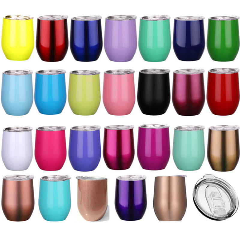 12oz Double Wall Insulated Tumbler Cup Egg Shape Stainless Steel Cups Wine Tumbler Gift Drink Tumbler