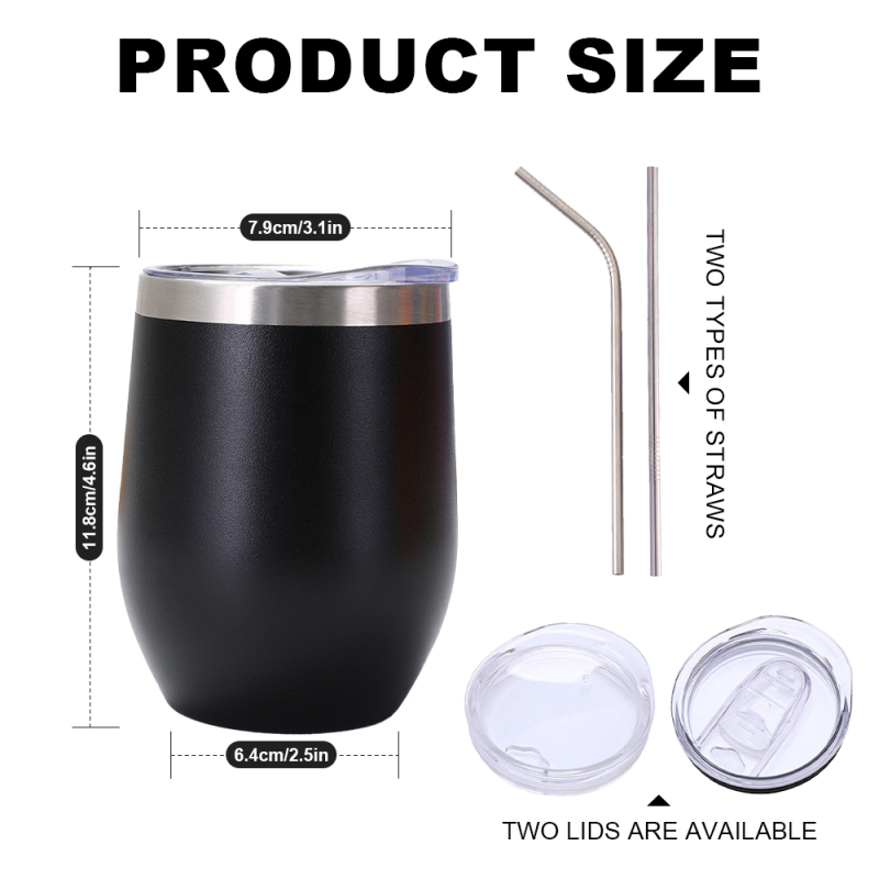 Hot Sale Gifts Metal Stemless Thermal Egg Shpape Coffee Cup Beer Mug 12oz 350ml Customized Wine Mug Tumbler with Straw and Lid