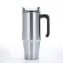 Custom Powder Coated Double Wall Vacuum Metal Cup Reusable Stainless Steel Insulated Car Mug with handle