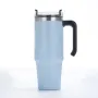 Custom Powder Coated Double Wall Vacuum Metal Cup Reusable Stainless Steel Insulated Car Mug with handle