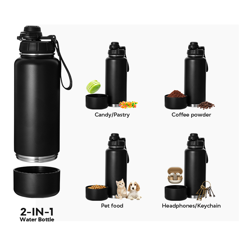 40 oz 2 in 1 Double Wall Stainless Steel Drinking Insulated Dog Water Bottle with Storage Case