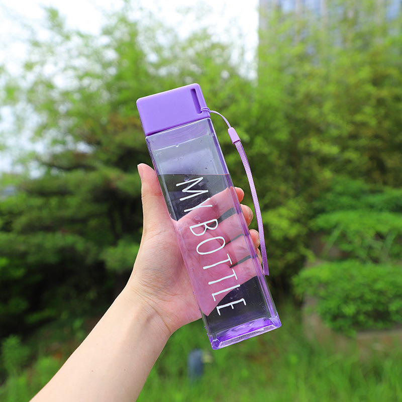 Best quality water bottle custom color portable gym sports 500ml square plastic water bottle