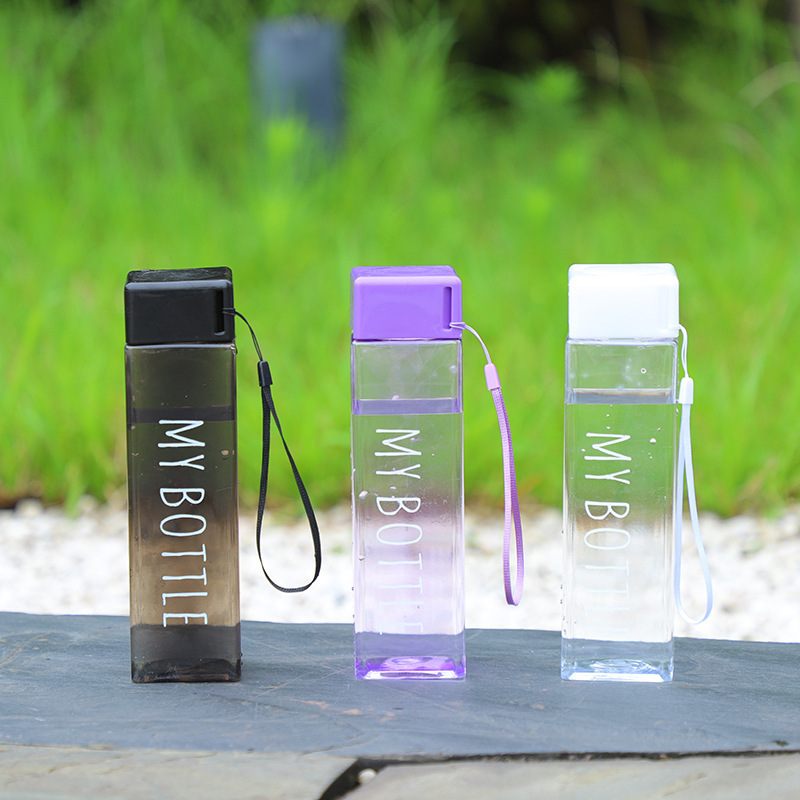 Best quality water bottle custom color portable gym sports 500ml square plastic water bottle