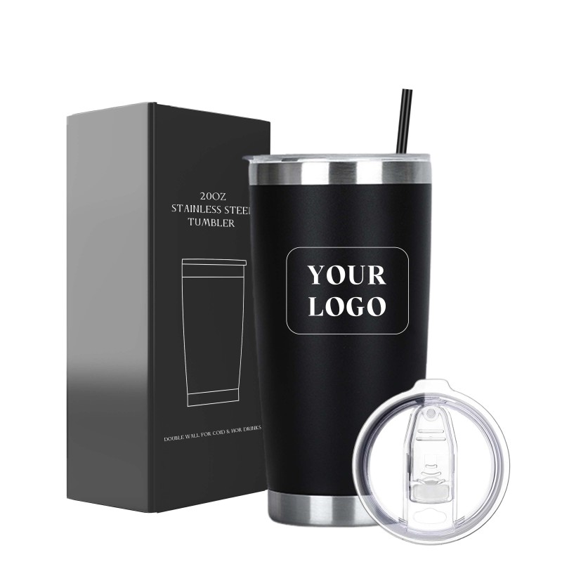 Custom logo 20 oz 30 oz Vacuum Thermos Tumblers Wholesale Bulk 20oz Stainless Steel Double Wall  Travel Coffee Mug with Lid