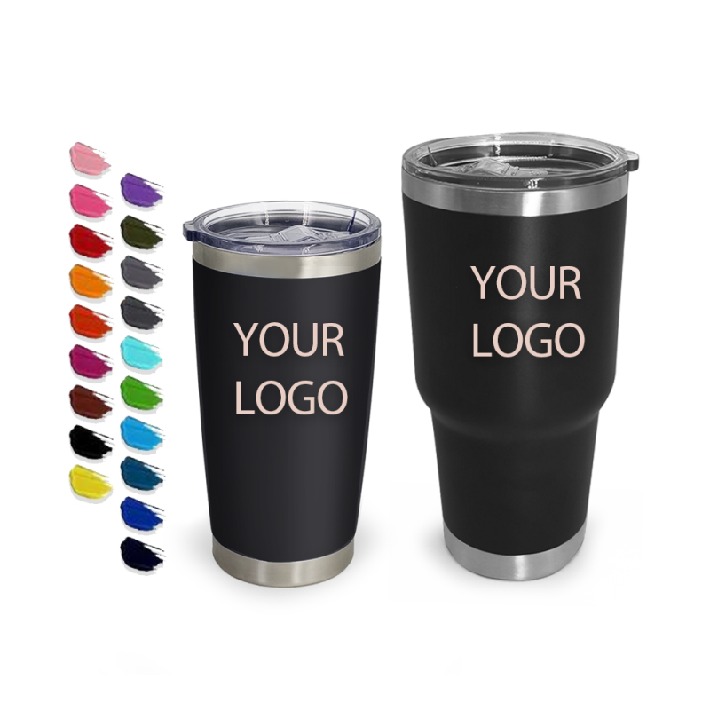 Custom logo 20 oz 30 oz Vacuum Thermos Tumblers Wholesale Bulk 20oz Stainless Steel Double Wall  Travel Coffee Mug with Lid
