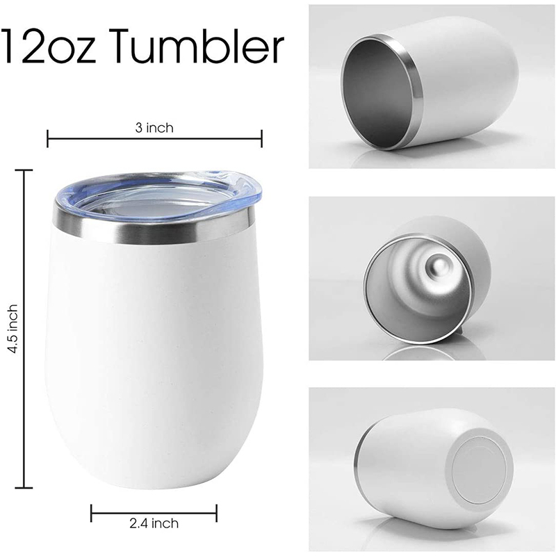 12 Oz Insulated Double Wall Vacuum Wine Tumbler with Lid and Straw Stainless Steel Cup for Wine Coffee Cocktails Travel & Office