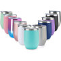 12 Oz Insulated Double Wall Vacuum Wine Tumbler with Lid and Straw Stainless Steel Cup for Wine Coffee Cocktails Travel & Office