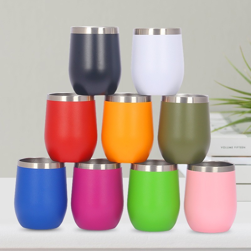12 Oz Insulated Double Wall Vacuum Wine Tumbler with Lid and Straw Stainless Steel Cup for Wine Coffee Cocktails Travel & Office