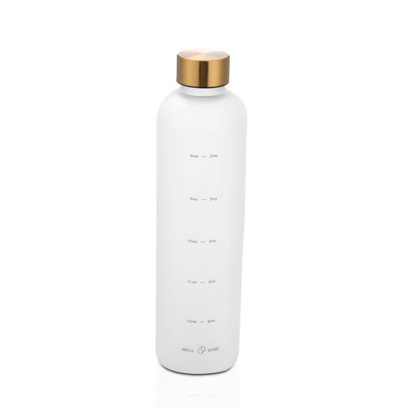 32oz 1L Time Marker Leak Proof Motivational Bicycle Product Sport Frosted Plastic Water Bottle 