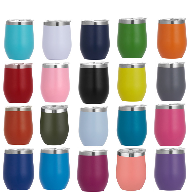Acceptable Custom Logo 360ml 12oz 304 Double Walled Stainless Steel Insulated Egg Wine Cup Travel Coffee Mugs Wine Tumbler