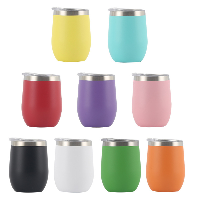 Acceptable Custom Logo 360ml 12oz 304 Double Walled Stainless Steel Insulated Egg Wine Cup Travel Coffee Mugs Wine Tumbler