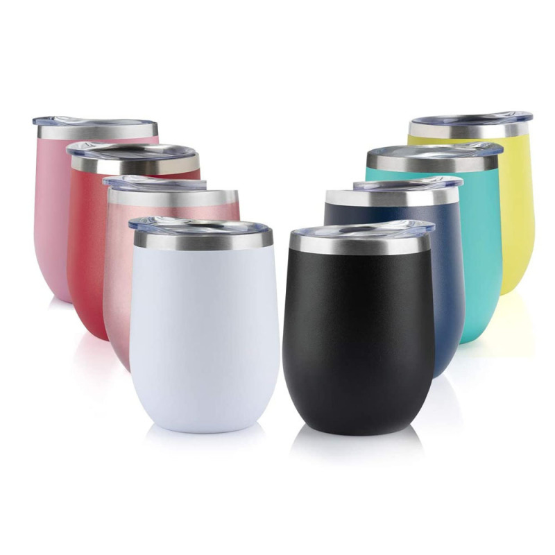 Acceptable Custom Logo 360ml 12oz 304 Double Walled Stainless Steel Insulated Egg Wine Cup Travel Coffee Mugs Wine Tumbler