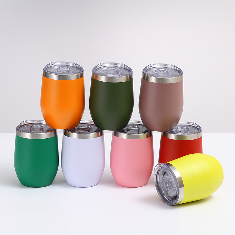 Acceptable Custom Logo 360ml 12oz 304 Double Walled Stainless Steel Insulated Egg Wine Cup Travel Coffee Mugs Wine Tumbler
