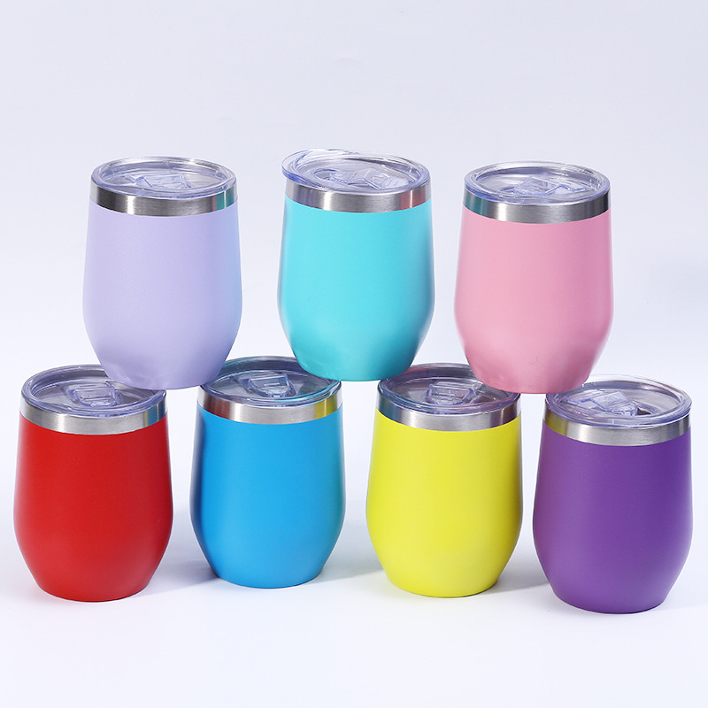 Acceptable Custom Logo 360ml 12oz 304 Double Walled Stainless Steel Insulated Egg Wine Cup Travel Coffee Mugs Wine Tumbler
