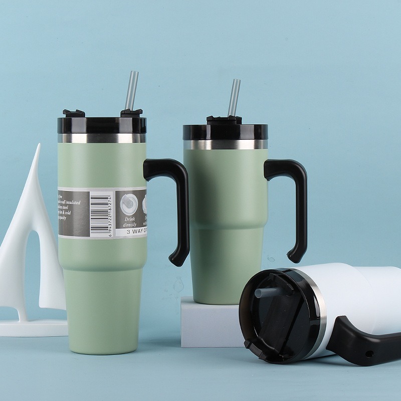 Ice Bar 304 Stainless Steel Thermal Insulated Cold Tumbler Mug Car Portable 890ml Water Vacuum Cup With Handle