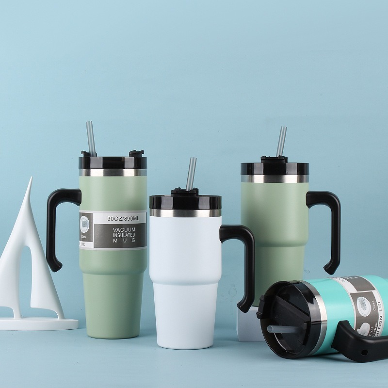 Ice Bar 304 Stainless Steel Thermal Insulated Cold Tumbler Mug Car Portable 890ml Water Vacuum Cup With Handle