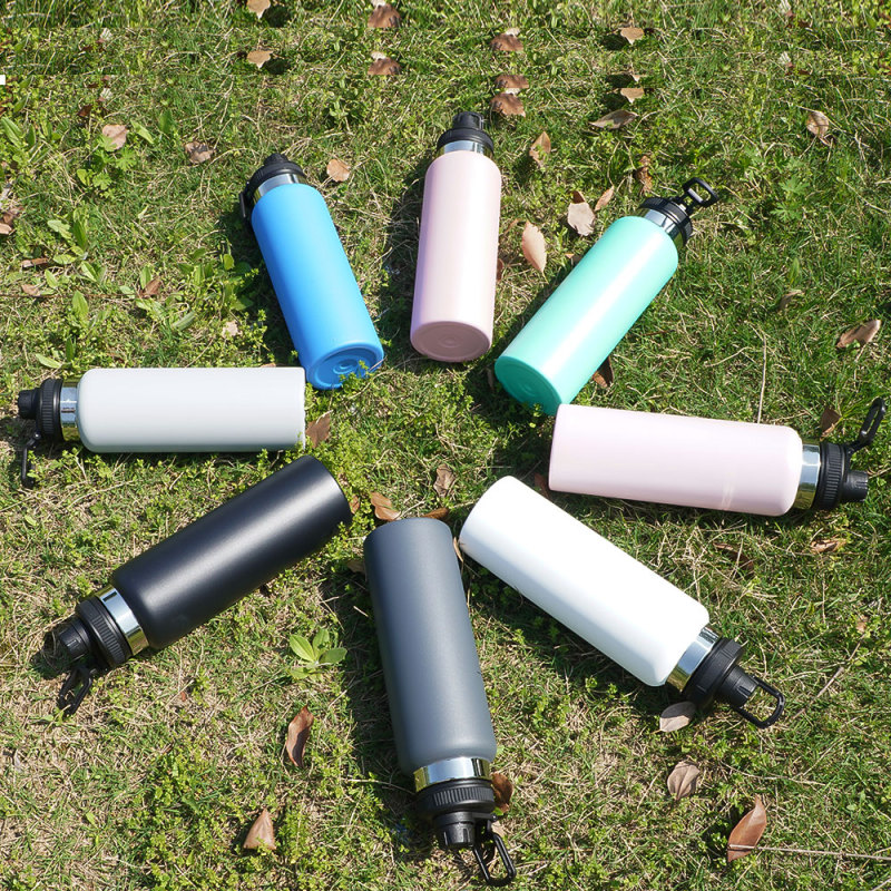 Portable 32oz 18/8 Stainless Steel Insulated Vacuum Flask RTS Custom Logo Straight Cup Water Bottle for Camping Powder Coated