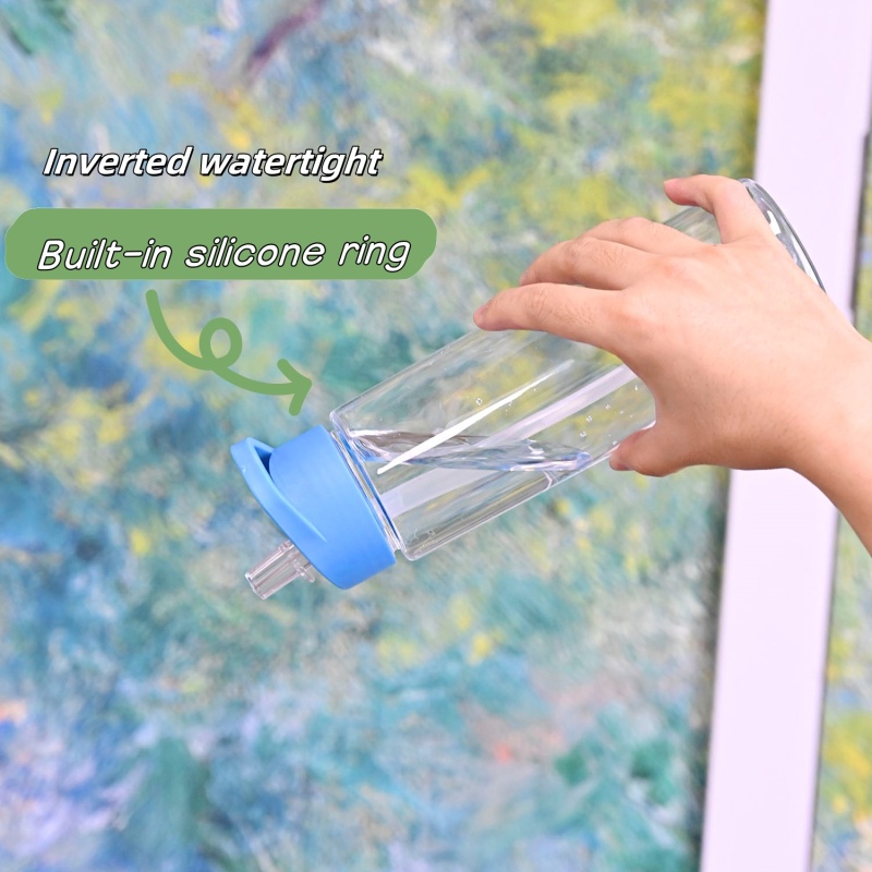 Hot Sale Wholesale 750ml Water Bottle Sports Leak-Proof BPA Free Clear AS Material Plastic Water Bottle with Flip Lid and Straw