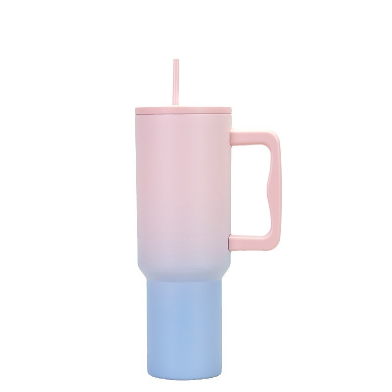 40oz handle car cup 304 stainless steel vacuum insulated cup car cold insulation beer cup with lid and straw