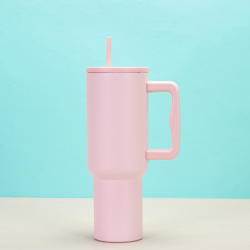 40oz handle car cup 304 stainless steel vacuum insulated cup car cold insulation beer cup with lid and straw