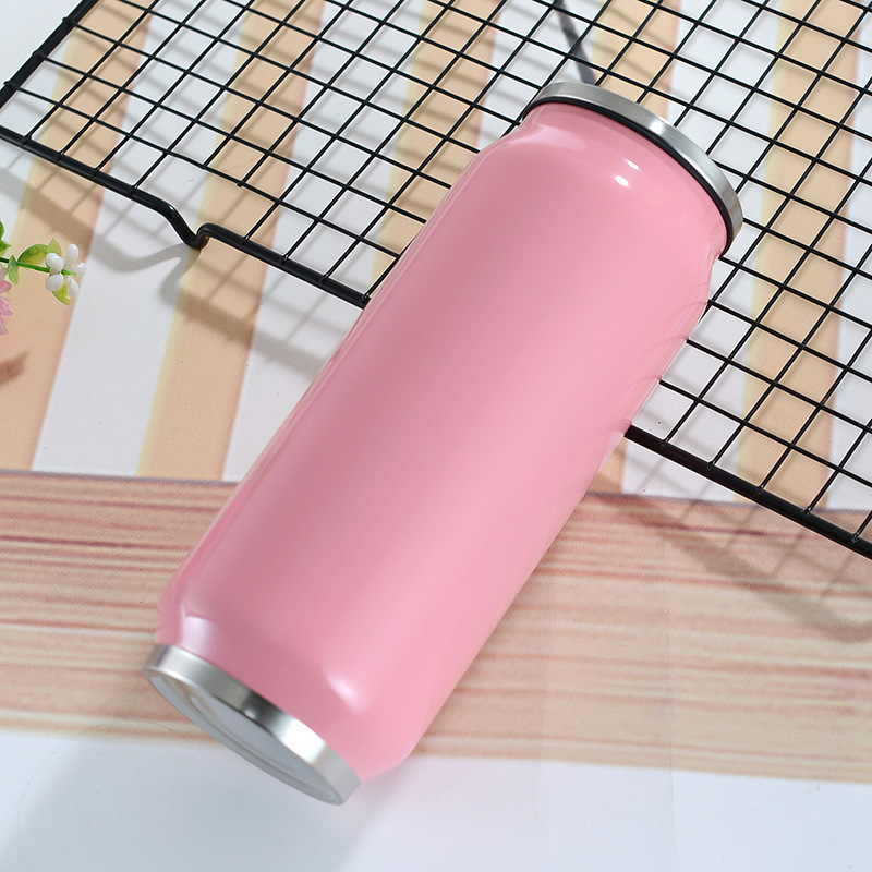 Stainless Steel Double Wall Vacuum 350 500 ml 12 17 oz Cola Soda Cokes Can Bottle Thermos Water Bottle With Flip Lid And Straw