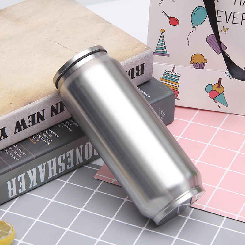 Stainless Steel Double Wall Vacuum 350 500 ml 12 17 oz Cola Soda Cokes Can Bottle Thermos Water Bottle With Flip Lid And Straw