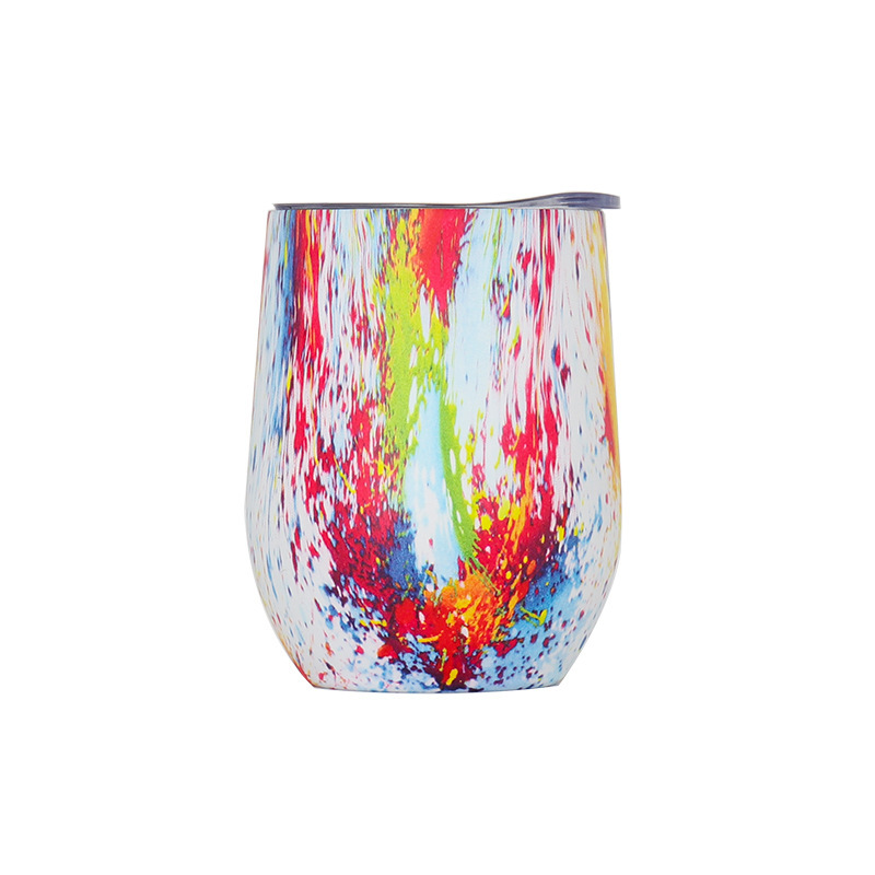 Acceptable Custom 350ml/12oz 304 Stainless Steel Coffee Mugs Double Walled Egg Wine Cup with Lid Travel Wine Tumbler