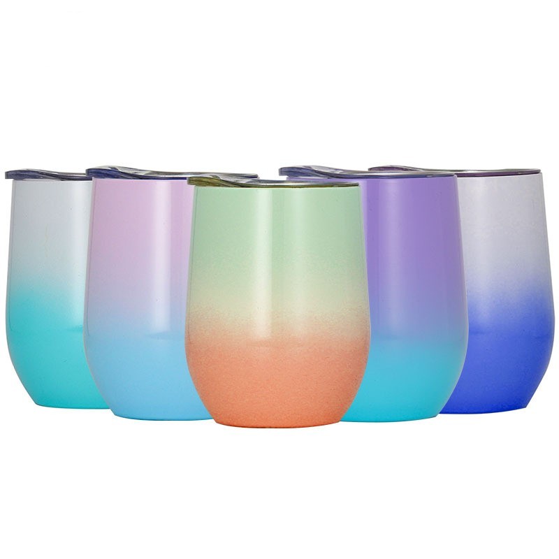 Acceptable Custom 350ml/12oz 304 Stainless Steel Coffee Mugs Double Walled Egg Wine Cup with Lid Travel Wine Tumbler