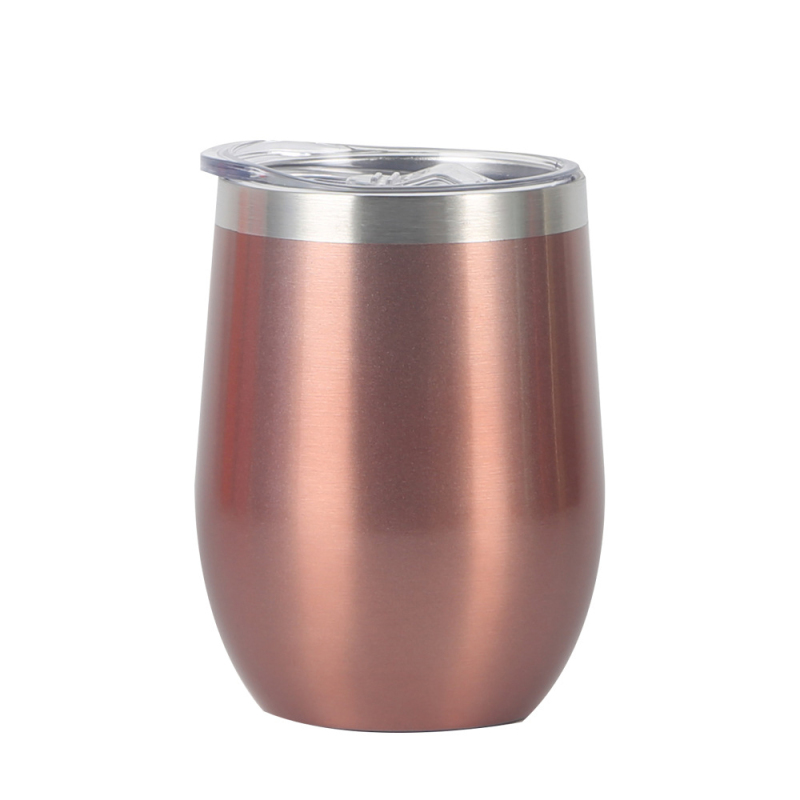 Custom 12oz 350ml stainless steel vacuum egg shaped metal double wall insulated wine tumbler 12 oz colorful cup with sliding lid