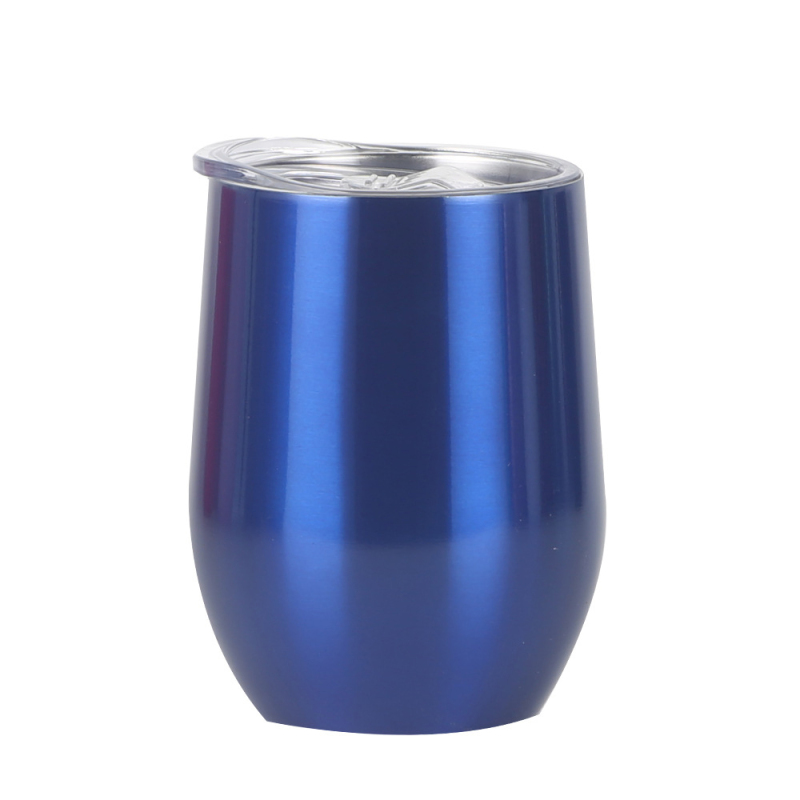 Custom 12oz 350ml stainless steel vacuum egg shaped metal double wall insulated wine tumbler 12 oz colorful cup with sliding lid