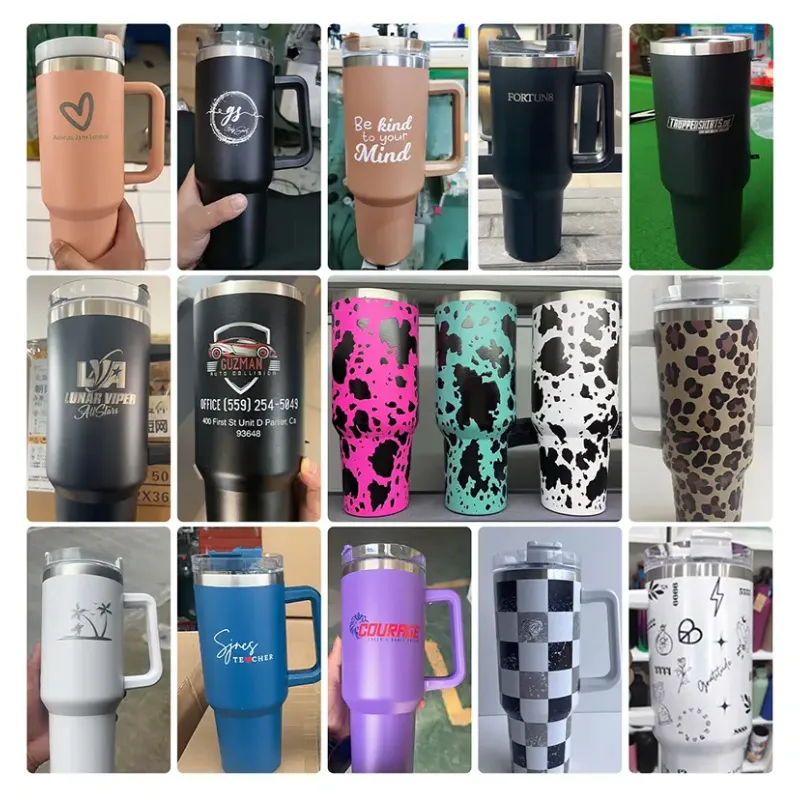 Eco-Friendly 20oz Tumbler Cup Custom Logo Insulated Tumbler 40 oz Stainless Steel Cup 30oz With Handle And Straw Lid 