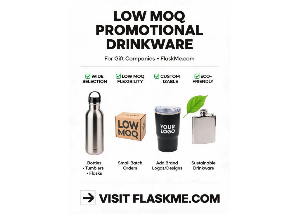 Low MOQ promotional drinkware suppliers for gift companies?